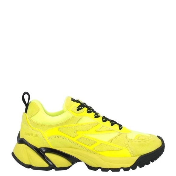 Zadig & Voltaire Neon Yellow Wave Mix Sneakers size women’s 10 or Mens 8 - Picture 1 of 7
